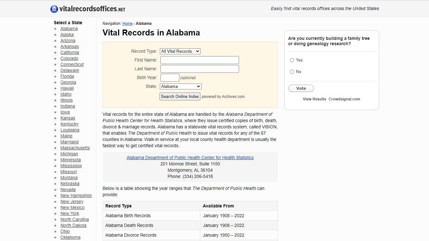 Vital Records in Alabama